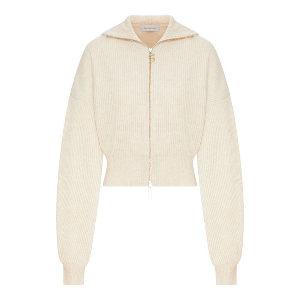 Sportmax Women Ribbed Wool Cardigan With Wide Collar